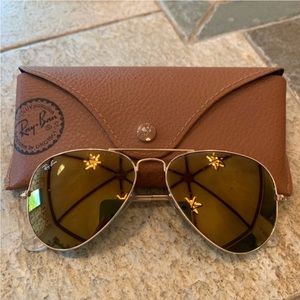 Ray-ban gold mirrored aviator 55mm